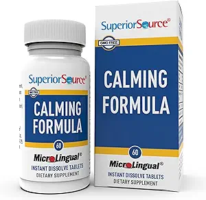 Superior Source Calming Formula, L-Theanine, Melatonin, The Tongue Quick Dissolve MicroLingual Tabletleri altında, 60 Ct, 5-HTP gelişmiş Serotonin Dönüşümü için, Uyku Desteği, Non-GMO