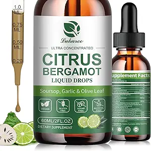 Citrus Bergamot Liquid Drops - Natural Supplement with Soursop, Red Yeast Rice, Garlic, Olive Leaf, Black Pepper - High Absorption - Support Overall Wellness* - Soursop Bitters Liquid, 2 Fl Oz