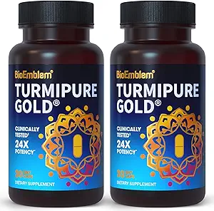 BioEmblem Turmeric Curcumin with Klinik olarak Studied TurmiPure - 1 Small Cap Daily, 24x More Abors Than others - Non-GMO - Ortak Destek, Sağlıklı Inflammation Turmeric Supplements, 60 Hizmet