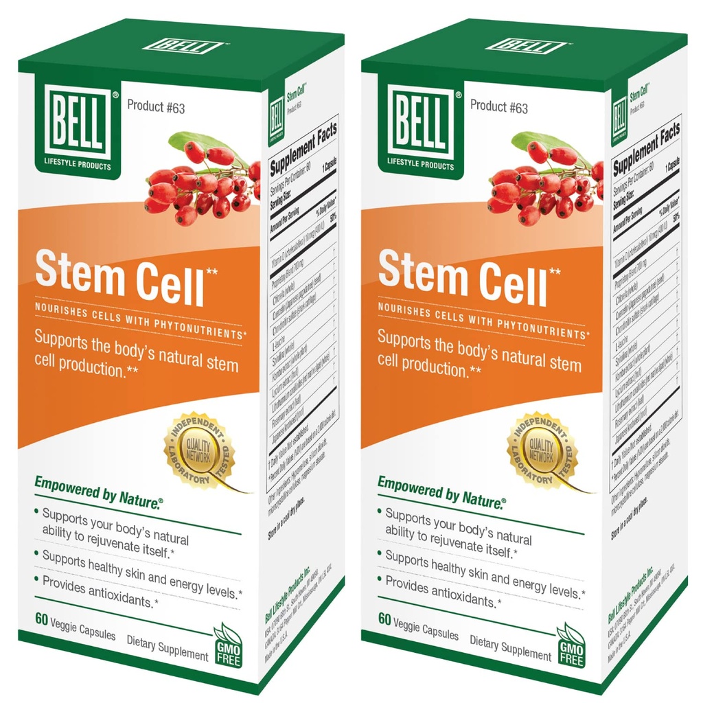 Bell Stem Hücre Supplements - Vücudun doğal yeteneğini Worn Out Hücreleri ve Rejuvenate Tound | Celulas Madres, 2 | 60 Capsules Her Şeyini Değiştirin