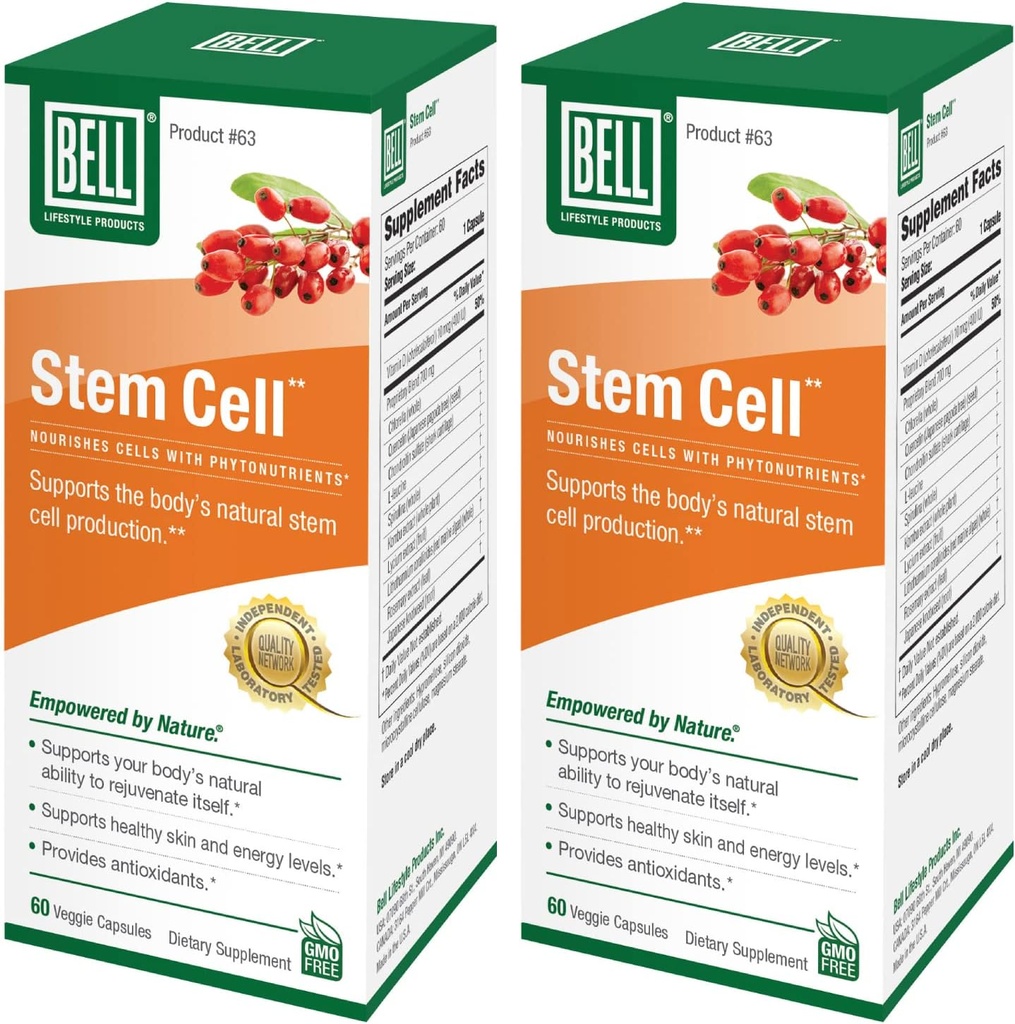 Bell Stem Hücre Supplements - Vücudun doğal yeteneğini Worn Out Hücreleri ve Rejuvenate Tound | Celulas Madres, 2 | 60 Capsules Her Şeyini Değiştirin