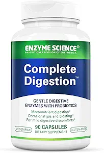 Enzyme Science - Complete Digestion, Full Support for Digestive Health and Help Reducing Gas, Bloating, Indigestion, and Irregularity with 125 Billion CFU Probiotics, Vegetarian, 90 Capsules