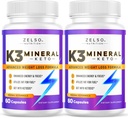 ZELSO (2 Pack K3 Mineral Ağırlık Kadınlar ve Erkekler için Pilleri Yitirir, K3 Mineral Pills - K3 Salt Mineral, Vitamin + K3 Capsules Supplement for Keto Kilo Kaybı - 2 Ay Supply