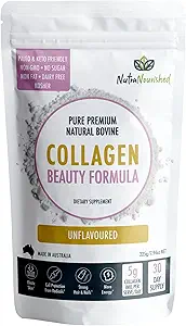 Nutra Nourished Collagen Formula ομορφιάς Unflavored - Το μυστικό για να λαμπερό και νεανικό δέρμα - Collagen Peptides για την υγεία του δέρματος - Healthy γήρανση Collagen συμπλήρωμα (225g)