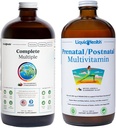 LIQUIDHEALTH Πλήρης πολλαπλή & προγεννητική / μεταγεννητική πολλαπλή υγρή βιταμίνη Bundle - Ενηλίκων καθημερινά πολυβιταμίνες για άνδρες και γυναίκες, ανοσοποιητική υποστήριξη, βιταμίνες εγκυμοσύνης για μαμά & μωρό - ΗΠΑ Made, Vegan