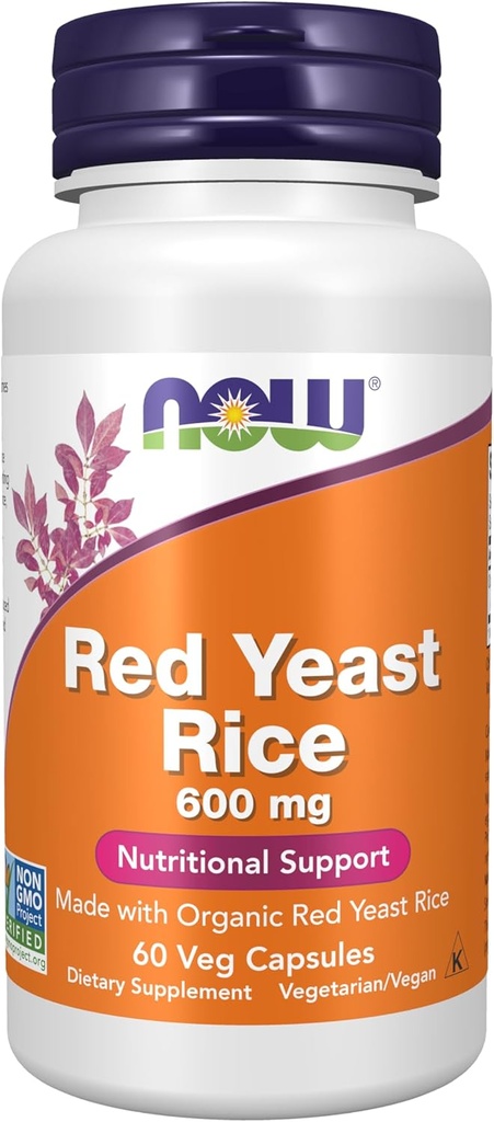 Şimdi Gıdalar Tamamlıyor, Red Yeast Rice 600 mg, Organik Red Yeast Rice ile Yapıldı, 60 Veg Capsules