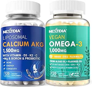 Liposomaldis AKG Supplement 1500 mg + Vegan Omega 3 Supplement 1000 mg + Vegan Omega 3 Supplement 1000 mg