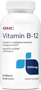 GNC Vitamin B-12 1500mcg, Supports Energy Production, 90 Capsules