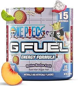G Fuel ONE Piece Revive-Revive Energy Drink Toz, Pre Workout Caffeine Mix for Game, Sugar Free Focus Rutherford + Antioksis, 3.7oz (Peach Kiwi Dragon Meyve, 15 Hizmet)