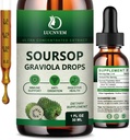 (2 Pack) Organik Soursop Graviola Liquid Drops, Soursop Ekstraksiyon Doğal Antioksit, Hücre Destek & Rejenerasyonu, Immune Boost, Soursop Bitters Sıvı Multivitamin - 2 FL OZ OZ