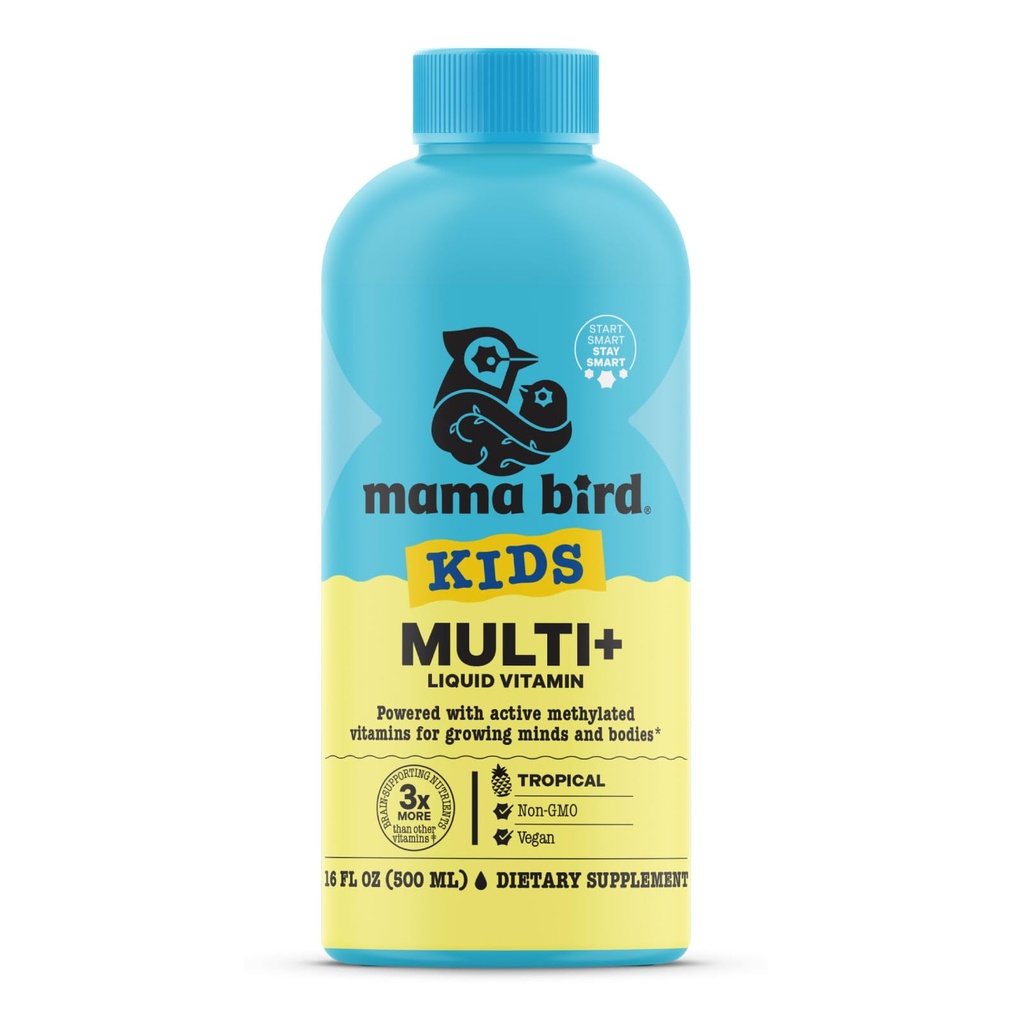 Best Nest Wellness Kids Multi Plus - Συμπλήρωμα υποστήριξης για την υγεία του εγκεφάλου για τα παιδιά - Υγρή πολυβιταμίνη με μεθυλιωμένες βιταμίνες - Συμπλήρωμα διατροφής Βοηθάει την Ανοσολογική Υγεία - Τροπική Γεύση, 16 fl oz