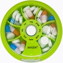 INVODA Weekly Pill Organizer 7 Διαμέρισμα Περιστρεφόμενο Χάπια Κουτί για Καθημερινή Φάρμακα & Βιταμίνες - Portable Travel Pill Υπόθεση Fish Oil Συμπληρώματα Βιταμίνες Organizer (Orange)