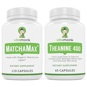 VitaMonk MatchaMax Matcha Capsules & L-Theanine 400mg - Boost Energy and Enhance Focus Bundle