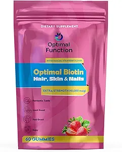 Optimal Biotin – Saç, Skin & Nails, Ekstra Kuvvet (10.000 mcg). 60 Doğal Gummies