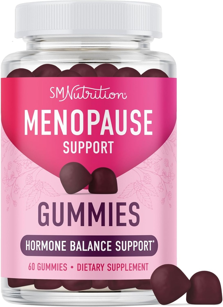Menopause Support Gummies | Hormone Balance Relief for Hot Flashes, Night Sweats, Mood Swings, & Bloating | with Phytoestrogen Soy, Vitamin D3, PABA, Biotin | Vegetarian, Gluten-Free | 60 Count