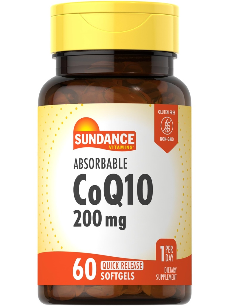 Sundance CoQ10 200 mg Softgels | 60 Kont | Black Pepper Extract | Non-GMO & Gluten Free Supplement Supplement