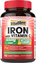 Iron Supplement 65 mg C, Stomach Friendly Carbonyl Iron, High Abxia, Once Daily, Supports Red Blood Cell Production, Gluten Free, Non-GMO, 90 Tabletler