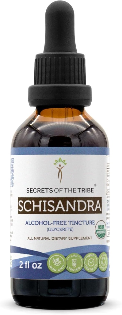 Tribe Schisandra USDA Organik | Alkol Özgür Tür, Yüksek Lisans Herbal Drops | %100 sertifikalı Organik Schisandra (Schisandra Chinensis) 2 ozz