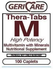1163913 PT# 621-13 Thera-Tabs M Multivitamin Multimineral Tabletler Yetişkin 100/Bt Yeniden Yapıldı
