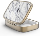 Pill Case Pill Box with Mirror Retro 2tment Small Pill Case for Purse or Pocket Bronz Rectangular Pill Box or Vitamins, Fish Oil, Supplements, Pill Containe Travel Armağan(Beyaz Mermer)