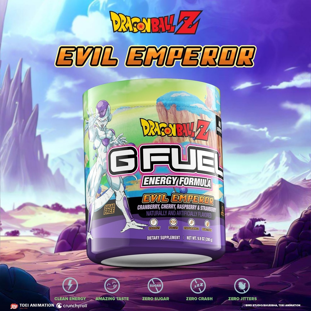 G Fuel Dragon Ball Z Energy Drink Toz, Pre Workout Caffeine Mix for Game, Sugar Free Focus Amino, Vitamin + Antioksis, 9.9oz (Berry Medley, 40 Hizmet)