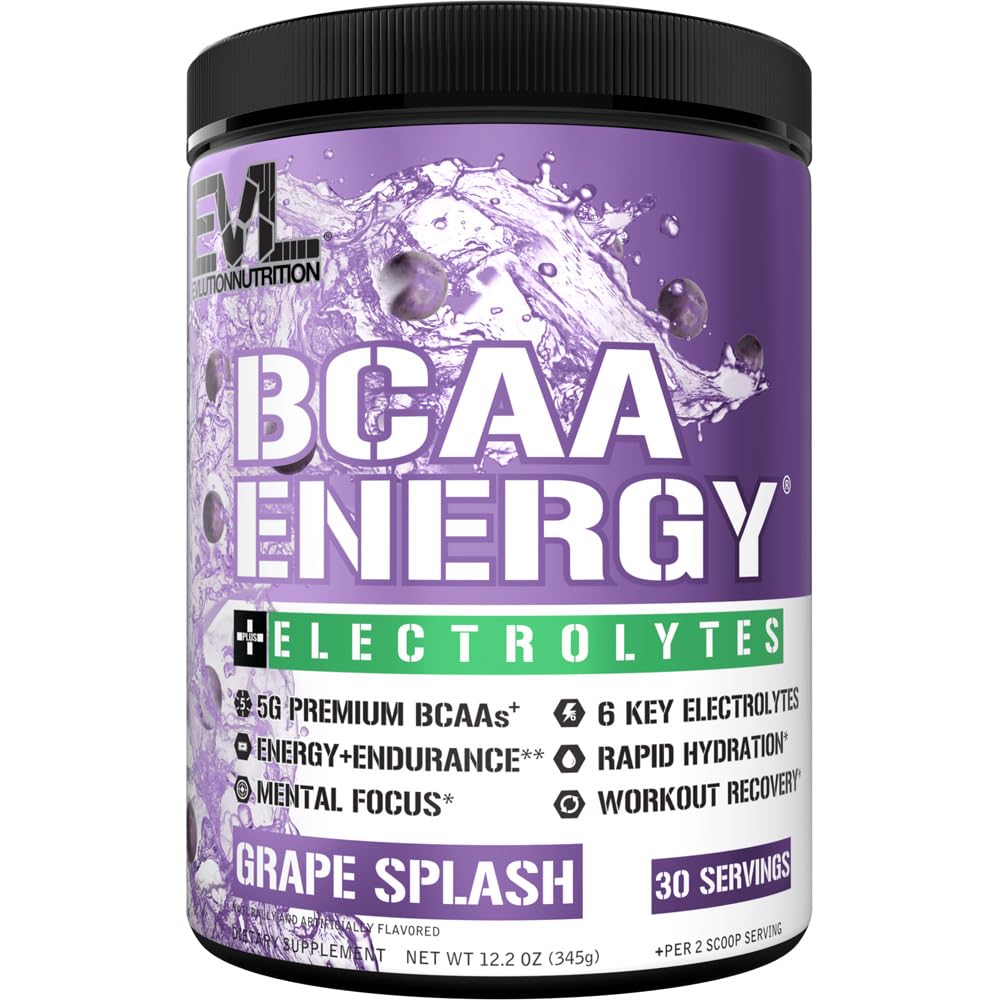 EVL BCAAs Amino Asits Toz - BCAA Energy Pre Workout Toz for Muscle Recovery Lean growth and Endurance - Rehydating Post Workout Recovery Drink with 6 Key Electrolytes - Grape Outlet