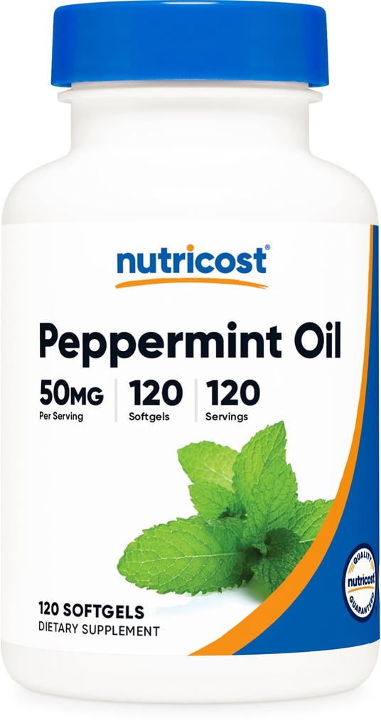 Nutricost Peppermint Oil Softgels (120 SFG) (50 MG) - Gluten Free, Üçüncü Parti Test Edildi ve GMO Free