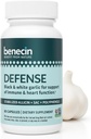 Benecin Savunma 1500 mcg Capsule başına Süreklileştirilmiş Allicin per Capsule | Plus yüksek miktarda SAC & Polyols Black Garlic | Güçlü Immune & Heart Function Vegetarian Caps (1 Count)
