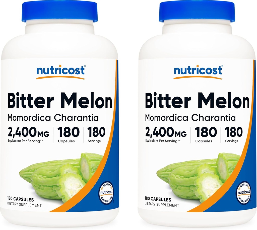 Nutricost Πικρό Μελόνι 600mg, 180 Καψάκια (2 Φιάλες)