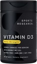 Spor Araştırması D3 5000 I with Coconut MCT Oil - Yüksek Potency Vitamin D Supplement for Immune & Bone Support - Non-GMO Onaylanmış, Gluten & Soy Free - 125mcg, 30 Liquid Softgels