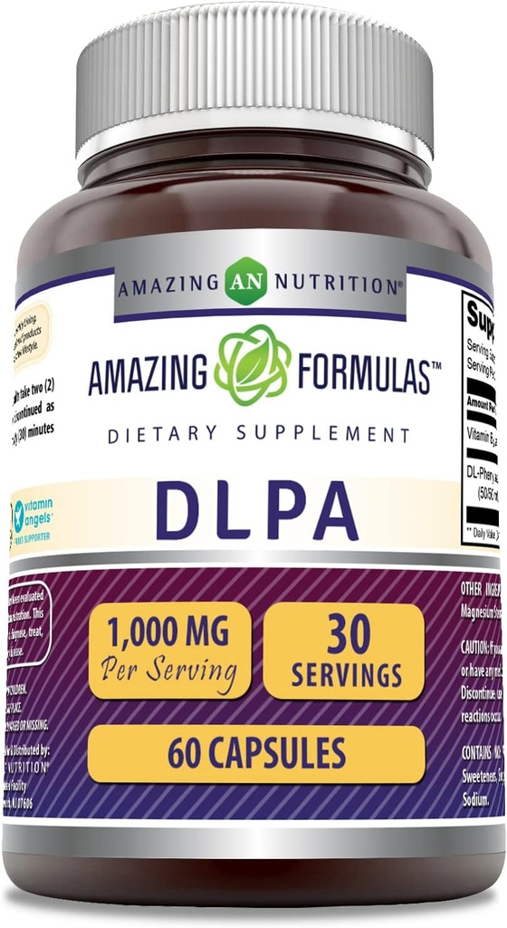 Amazing Formulas DLPA (DL-Phenylalanine) Tamam | hizmet başına 1000 Mg | 60 Capsules | Non-GMO | Gluten-Free | Made in USA