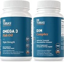 Dr. Tobias Omega 3 Fish Oil and DIM Complex Συμπληρώματα, Υποστηρίζει την καρδιά, τον εγκέφαλο ανοσοποιητική λειτουργία και την ορμονική ισορροπία για γυναίκες & άνδρες με BioPerine, Borccoli εκχύλισμα & ασβέστιο D-Glucarate, 60 κάψουλες