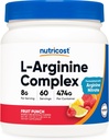 Nutricost L-Arginine Kompleksi (Fruit Punch, 60 Hizmet) - Gluten Free, Non-GMO