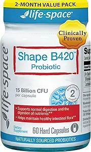 Life-Space Shape B420 Probiyotiks for Shape Better, GLP-1 Boost, 2 Ay Hizmet, Klinik olarak Geri Döndü Metabolism Desteği, Kadınlar ve Erkekler için Probiyotikler, 60 Vegetarian Capsules