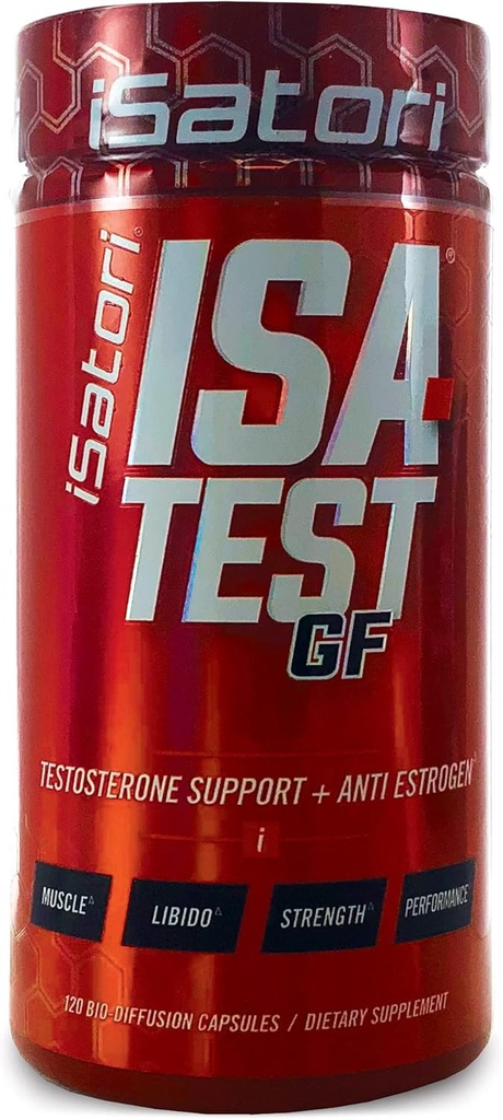 iSatori ISA-Test GF Υψηλή απόδοση - Κερδίστε δύναμη και αύξηση της μυϊκής μάζας - Hardcore εκπαίδευση για την άσκηση και τον αθλητισμό - Gluten-free Anti-Estrogen Complex - 120 κάψουλες