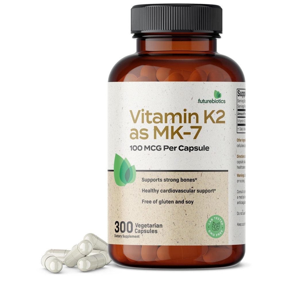 Futurebiyotiks Vitamin K2 MK-7 100 mcg olarak, Güçlü Bones-GMO, 300 Vegetarian Capsules
