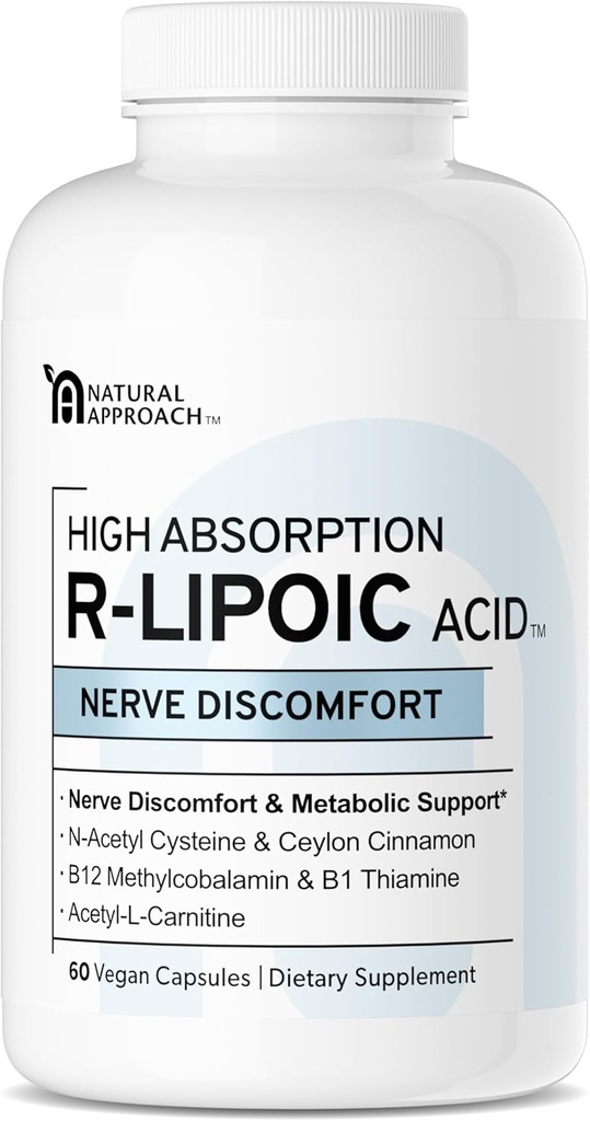YÜKSEK ABSORPION R-LIPOIC asit - Destekler Nerve Health - Tingling Fingers, Hands, Toes & Feet - Sağlıklı Ağlama, Cardiovascular Health & General Wellness* - 60 Vegan Capsules