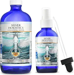 SilverTEISTICS Colloidal Silver Liquid Sche – Colloidal Silver Sprey (4 OZ) & Refill Çözüm (16 OZ) Free Dropper - Immune Support Supplement for Children, Yetişkinler, & Evcil hayvanlar için