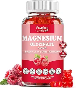 Magnesium Glycinate Gummies 500mg | Relaxation Calm Magnesium Gummies | Sugar-Free | Non-GMO | Gluten-Free | Vegan-Friendly for Adults & Kids (60 Raspberry Gummies)