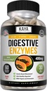 Kaya Naturals Digestive Enzymes with Prebiotics & Probiotics - Δυσκοιλιότητα & Αναπλήρωση Ανακούφιση - Χάπια Διαχείρισης Βάρους για γυναίκες & άνδρες - Βοηθήματα Ανοσοποιητική Λειτουργία - Υποστήριξη Πέψης - 60 Κάψουλες Veggie