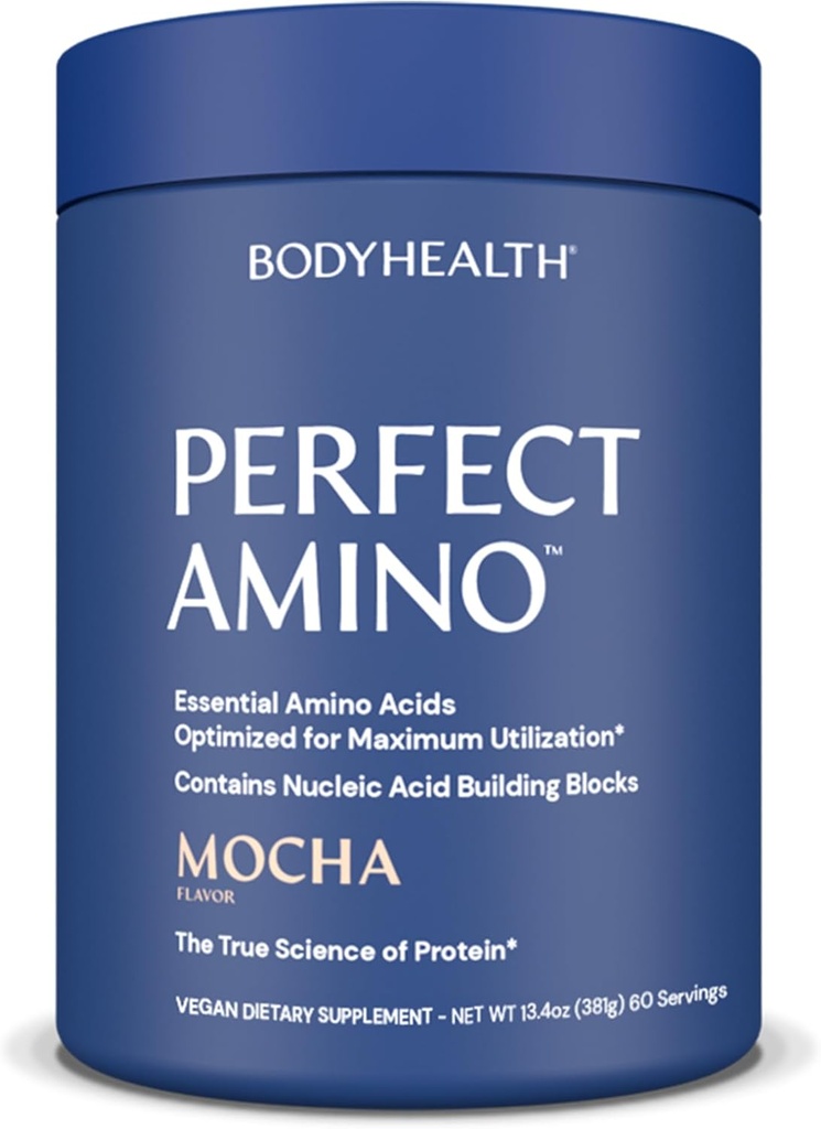 BodyHealth PerfectAmino Powder - BCAA και EAA Σκόνη για την προετοιμασία και μετά την προπόνηση - Amino Acid Energy Drink for Men and Women to Support Lean Muscle and Recovery - Mocha - 60 Services