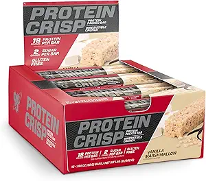 BSN protein Barlar - Protein Crisp Bar Tarafından Syntha-6, Whey Protein, Protein 20g, Gluten Free, Low Sugar, Vanilla Marshmallow, 12 Kont Kont Kont