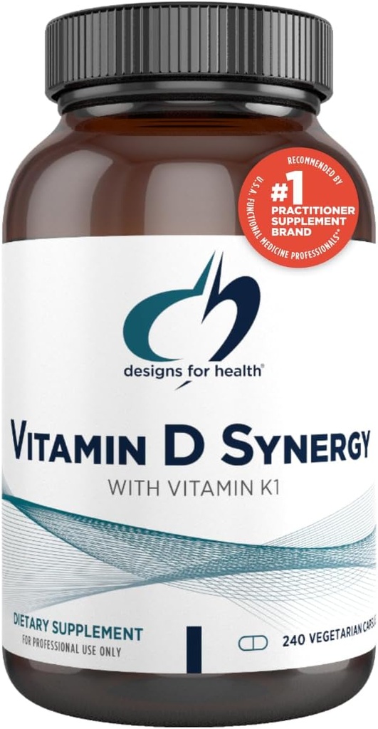 Designs for Health Vitamin D Synergy - 2000 IU Βιταμίνης D με K Συμπλήρωμα - Υποστηρίζει Υγιεινή Moods, Υγεία των οστών + Ανοσοποιητική Υγεία για Ενήλικες - VIT D3 + Βιταμίνη K - Χωρίς γλουτένη + Μη ΓΤΟ (240 κάψουλες)