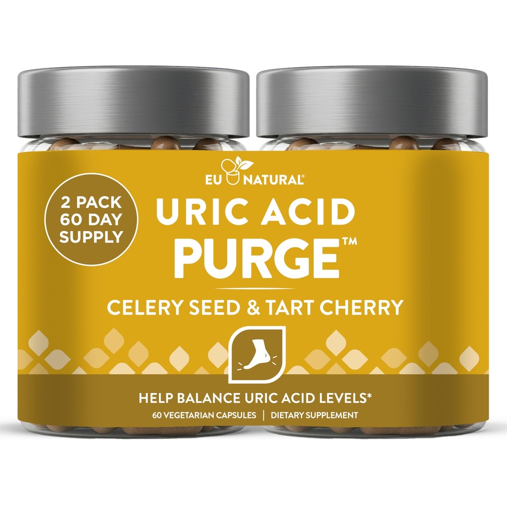 Purge! Uric Acid Flush – Yeme & İçme What You Want – Detox ve Cleanse with Celery Seed Extract, Tart Cherry & Chanca Piedra for Etkili Ortak Destek & Aktif Hareketlilik için - 120 Soft Vegan Capsules