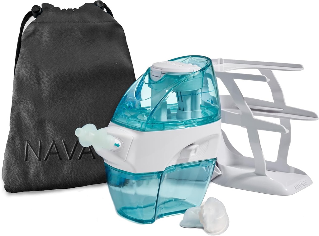 Navage Deluxe Sche Nasal Irrigation System - Saline Nasal Rinse Kit 1 Nose Clean, 30 Salt Pods, Black Travel Bag ve 1 Countertop Caddy