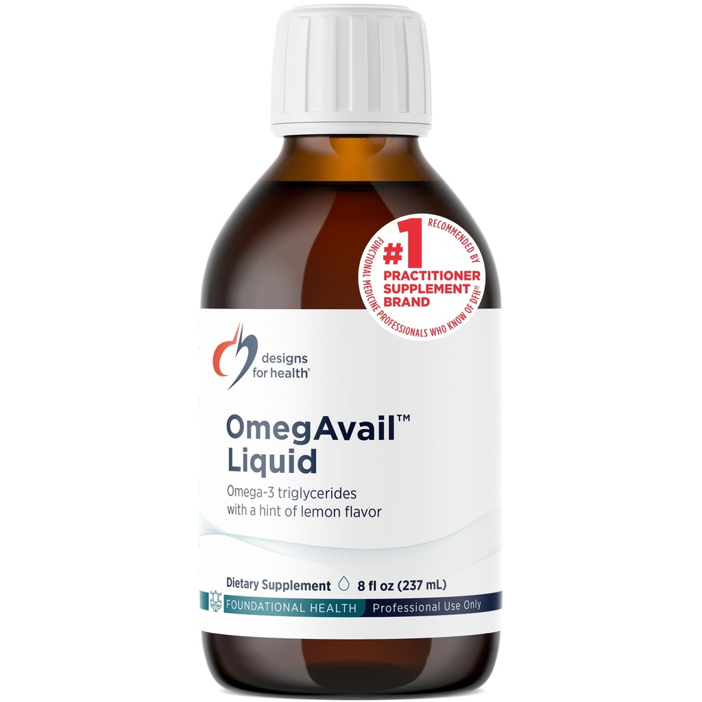 Health OmegAvail Liquid TG Fish Oil 1200 mg - Triglyceride Omega-3 Fish Oil Brain Support Supplement with DHA/EPA - Natural Lemon Flavor (8oz / 47 Hizmet)