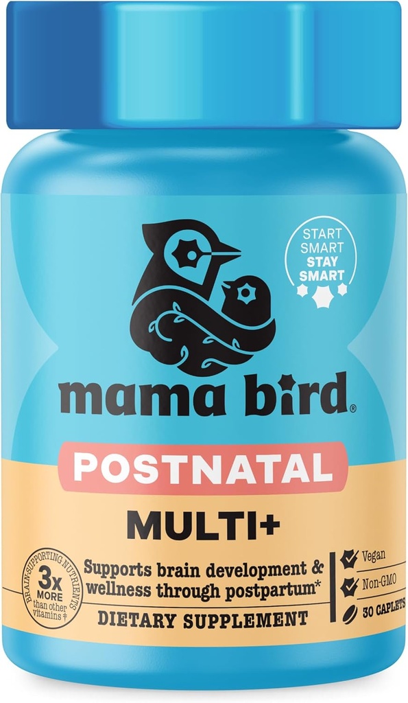 Best Nest Wellness Mama Bird Μεταγεννητικές Βιταμίνες για το θηλασμό και την επιλόχεια, Ολική Βιολογική Μείξη Τροφίμων, μεθυλιωμένες Βιταμίνες, Vegan, Μια φορά την ημέρα, 30 Ct