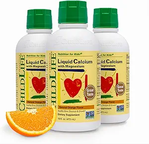 Çocuk Hayatı Temelleri Çocuklar için Sıvı Kalsiyum Tamamı - Magnezyum, çinko ve Vitamin D3 - Orange Flavor, 16 fl oz (3 Pack)