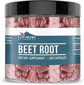 Earthborn Elements Beet Root 200 Capsules, Pure & Undiled, No Wordss