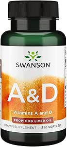 Swanson Vitamin A & D Skin Eye Immune System Health 250 Sgels